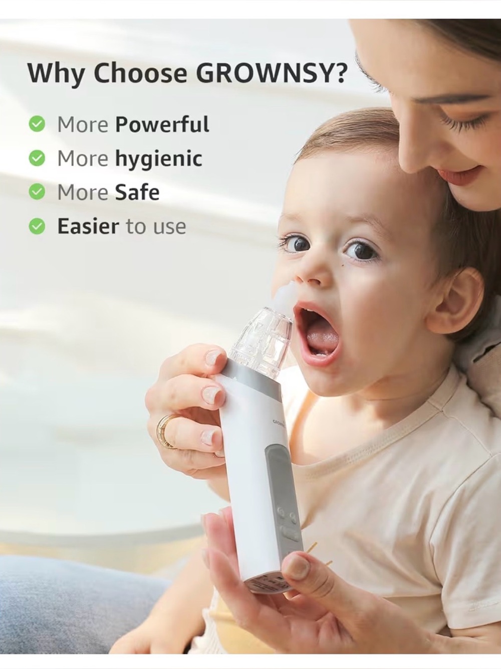 New GROWNSY Baby Nasal Aspirator electronic Nose Sucker Powerful Suction